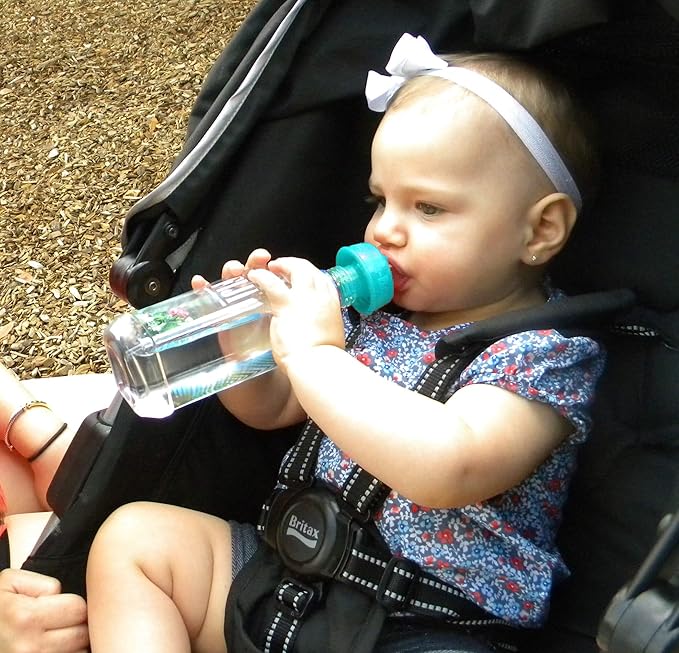 Refresh-a-Baby Reusable Bottle Top Spout Adapter – Reusable, Easily Convert Any Bottle into a Spill-Proof Sippy – Perfect for Travel & Everyday Use, BPA-Free, Dishwasher Safe - Pack of 2 (Baby Blue)