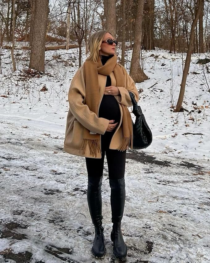 GROTEEN 3 Pack Women's Maternity Leggings with Pockets Over The Belly Workout Yoga Pregnancy Pants