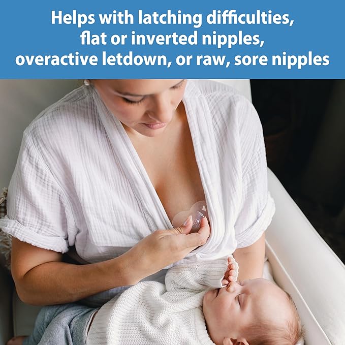 Dr. Brown's Butterfly Breastfeeding Nipple Shields for Protecting Sore, Flat or Inverted Nipples, Essential for Latching Difficulties with Microwave Sterilizer Carrying Case, 20mm