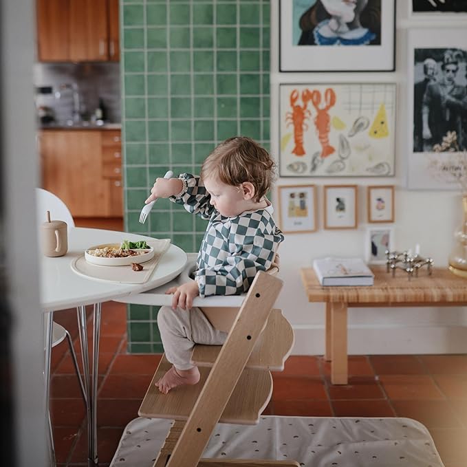 mushie Long Sleeve Baby Bib | Water Resistant Adjustable Fit for Ages 6-24 Months