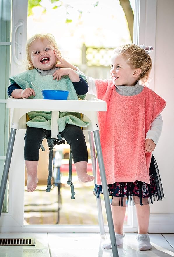 MATZ Terry Towel Slip On Baby Bibs | Full Coverage | Ultra Absorbent 100% Cotton | Pullover For Babies And Toddlers | Feeding Drooling And Teething | Unisex Baby Bib With Soft Ribbed Neck