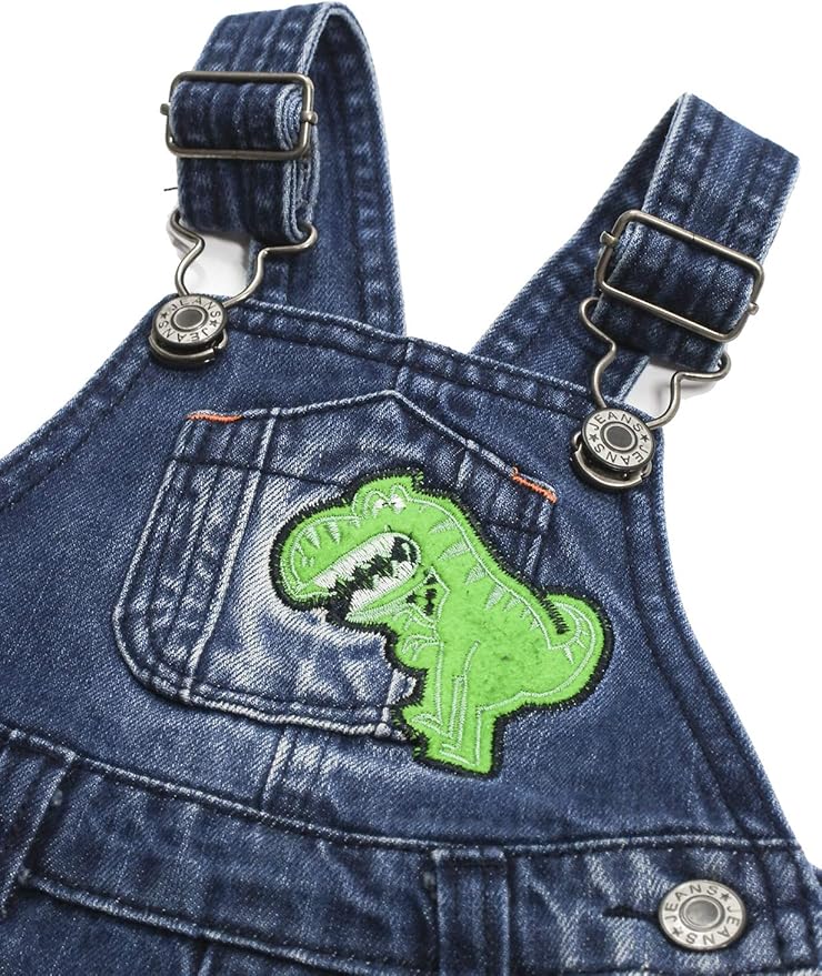 KIDSCOOL SPACE Baby Little Kids Cute Denim Embroidered Fashion Jean Overalls