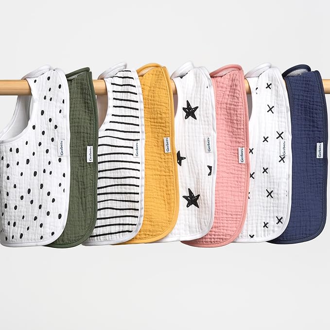 Gerber Unisex Baby Muslin 8 Pack Drooling Bibs