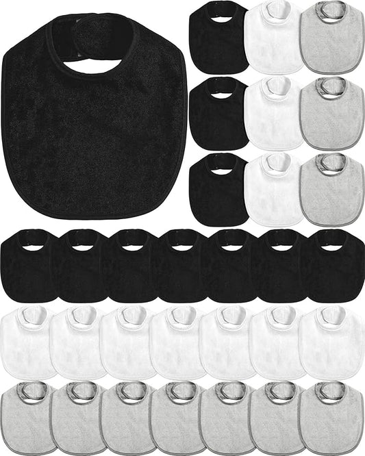 JaGely 30 Pack Baby Muslin Bandana Bibs Multicolor Solid Unisex Waterproof Feeder Adjustable Newborn Teething and Drooling