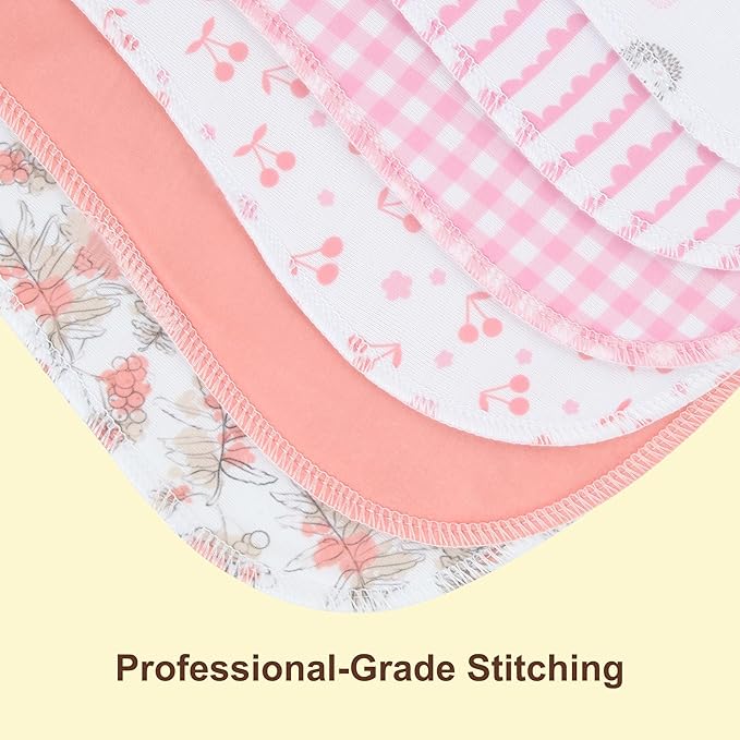 2-in-1 Burp Cloths and Baby Bibs - 6 Pack Large Super Absorbent Soft Cotton Burping Cloths for Spit Up, 3 Layers Thick Baby Burp Rags for Girls & Boys