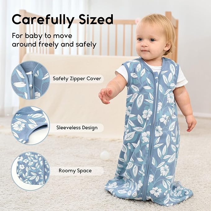 Yoofoss Baby Sleep Sack 18-24 Months 0.5 Tog Wearable Blanket for Baby, 3 Pack 100% Organic Cotton Infant Toddler Sleeping Sack 2-Way Zipper Lightweight Sleep Sack