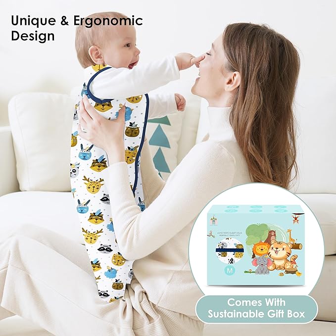 Cute Castle Baby Sleep Sack 18-24 Months - Lightweight 100% Cotton 2-Way Zipper TOG 0.5 Infant Wearable Blanket, Newborn Essentials Toddler Sleep Clothes, 3 Pack(Blue, Balloons, Animals)