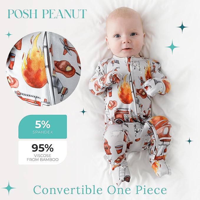 Posh Peanut Convertible Baby Sleepers - Girls Footless Baby Pajamas with 2 Way Zipper for Easy Diaper Changes