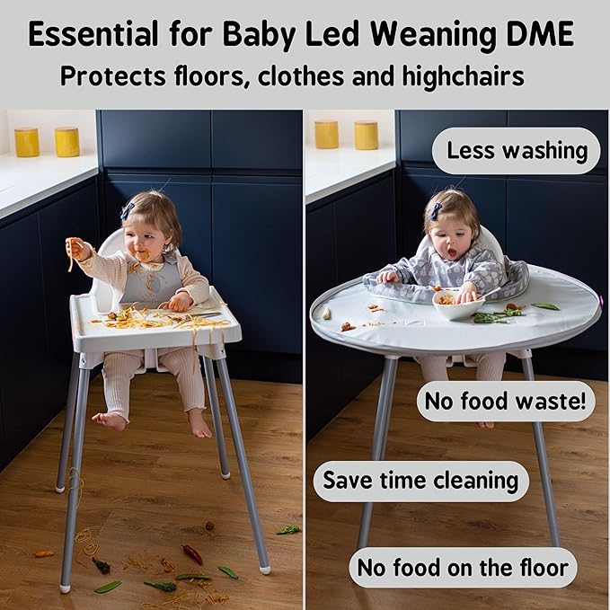 Tidy Tot- Baby Bib & Tray Kit - Mess Proof Long Sleeve Smock Attaches to Feeding Mat, Waterproof Bib - Fits Babies 6-24 Month