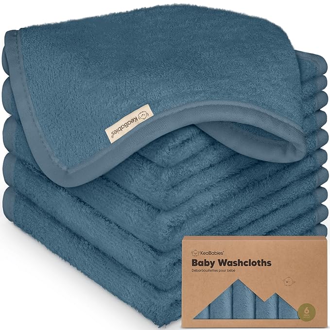 6-Pack Baby Washcloths - Soft Absorbent Viscose from Bamboo Wash Cloths for Babies, Kids, Toddlers, Infant, Newborn Bath Towels,Gentle on Sensitive Skin,10x10 Reusable Face Towels(Navy Blue)