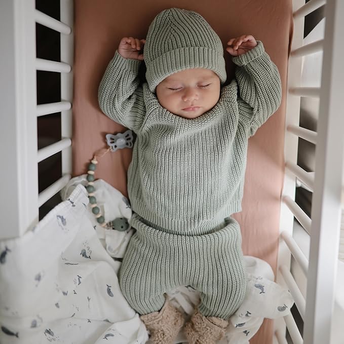 mushie Muslin Baby Swaddle Blanket | 100% Organic Cotton (Whales)