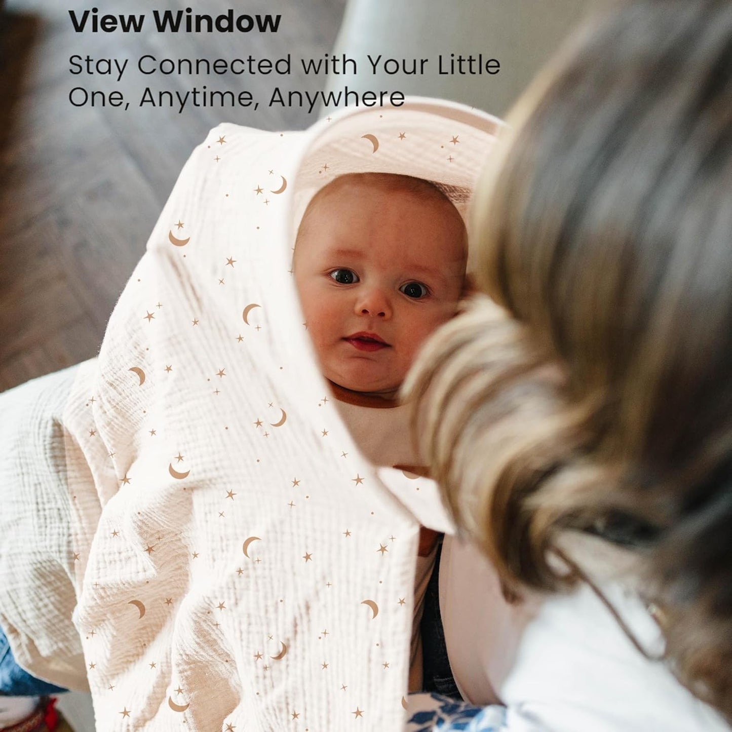 Konssy 2-Pack Muslin Nursing Cover Up for Breastfeeding Moms with Rigid Hoop, 100% Cotton, Lightweight & Breathable Breastfeeding Cover, Adjustable & Comfort