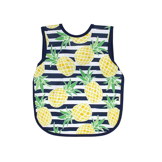 BapronBaby Pineapple Stripes Bapron - No Neck Tie Safer Bib for Baby & Toddler - Soft Waterproof Stain Resistant - Machine Washable - Sz Preschool 3-5yrs