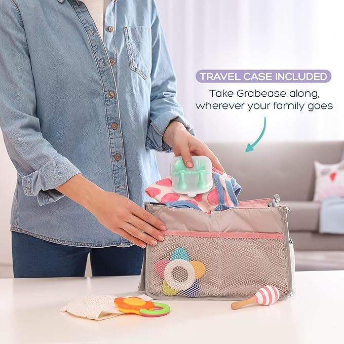 Grabease Baby Silverware Set - Toddler Spoon for Self-Feeding Support - Anti-Choke Collar Infant Fork - Phthalate-Free Construction Baby Feeding Utensils - Mint, Plastic, Pack of 1