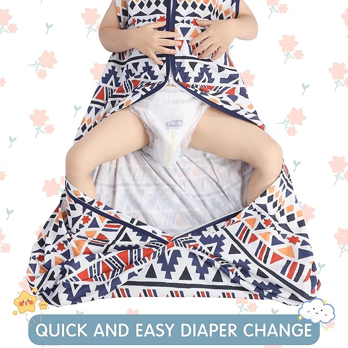Baby Sleep Sack Baby Sleeping Bag 2-Way Zipper Toddler Wearable Blankets (Soccer & Triangles, Small)