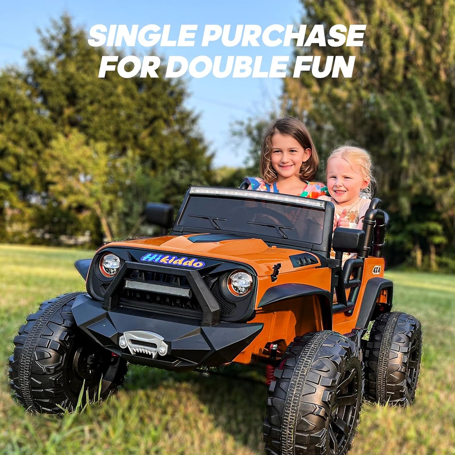 24V 9Ah Ride on Toy for Big Kids, 4WD 2 Seater Ride on Car Truck with Remote Control, 4x200W Motor - Orange