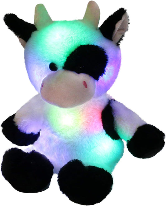 Glow Guards Light up Cow Stuffed Animal Adorable Glow Soft Farm Animal Plush Toy with LED Night Lights Birthday Christmas Children's Day Gifts for Toddler Kids, 15''