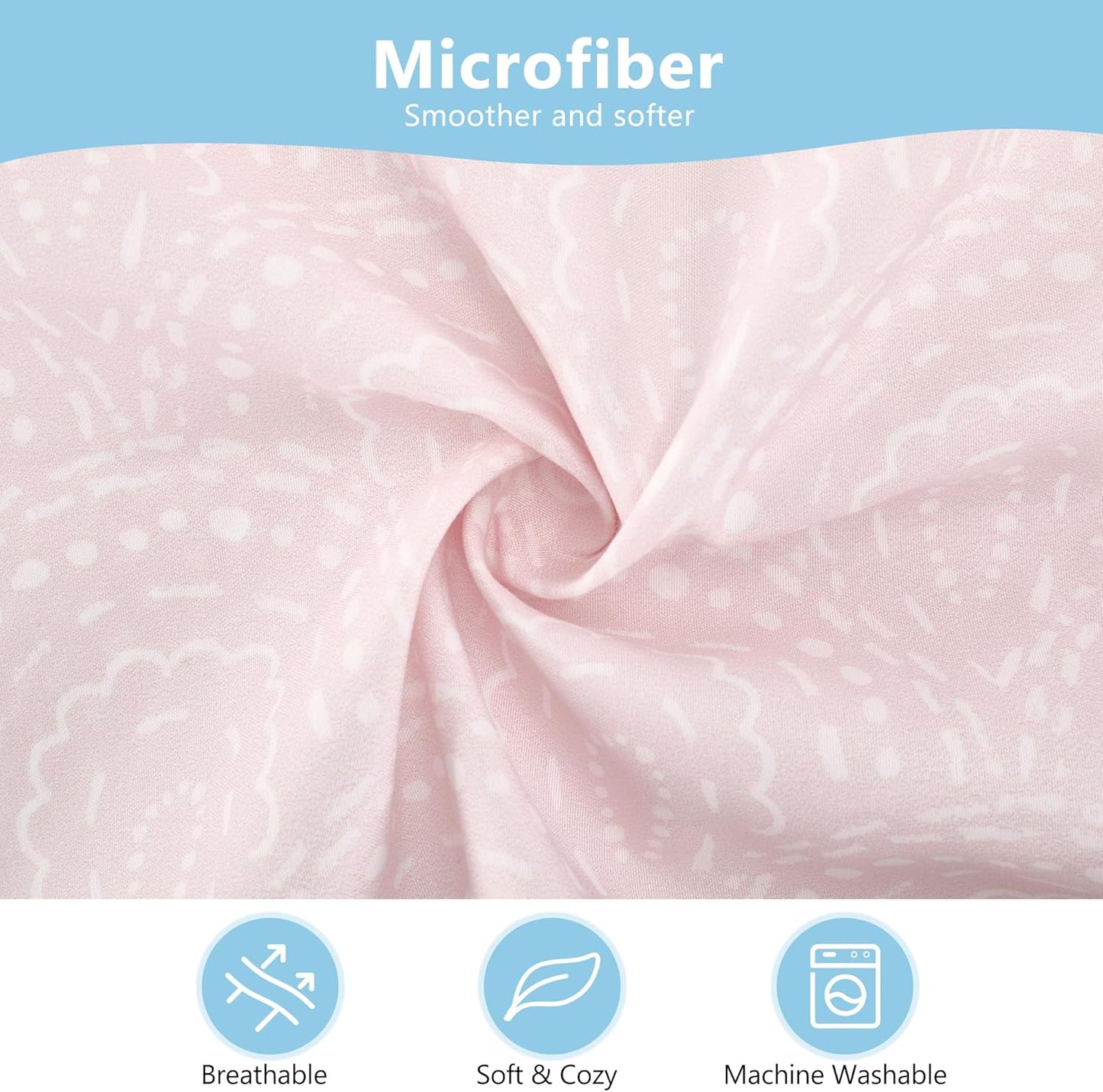 TILLYOU Toddler Pillowcase 2 Pack with Envelope Closure,13" x 18" Silky Soft Microfiber Travel Kids Pillowcase for Boys and Girls, Lucky Pony Peace Dove&Big Pink Flower