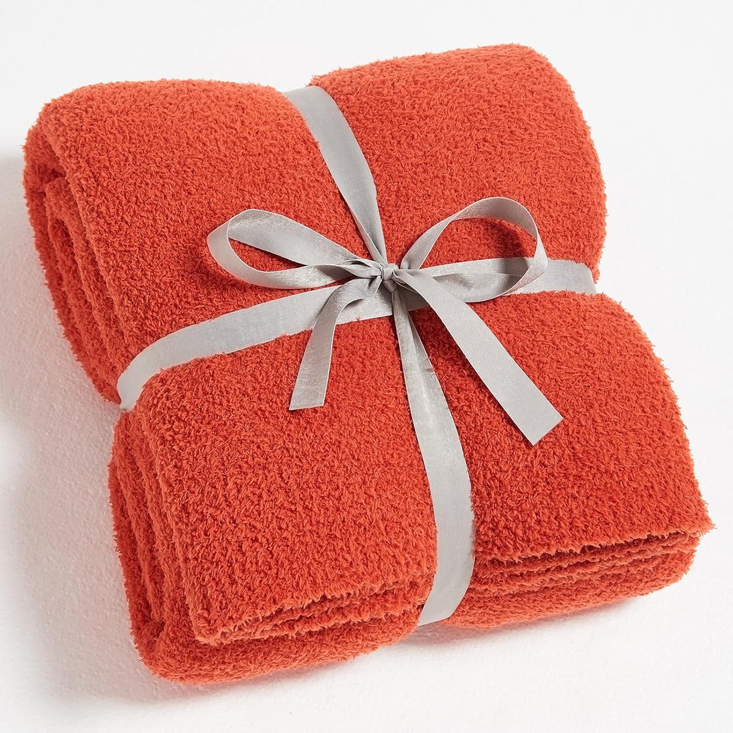 CYMULA Knit Fall Throw Blanket for Couch Orange-Super Soft Lightweight Plush Fuzzy Fluffy Cozy Blankets and Throws for Sofa Bed, 50x60 inches