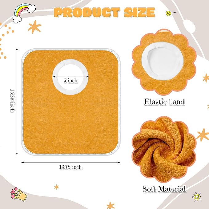 Bonuci 12 Pack Toddler Baby Bibs 15x13 Inch Pullover Full Coverage Bibs Absorbent Slip on Cotton for Girls Boys Newborn