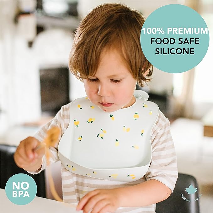 Loulou Lollipop Soft, Waterproof Silicone Feeding Bib for Babies and Toddlers