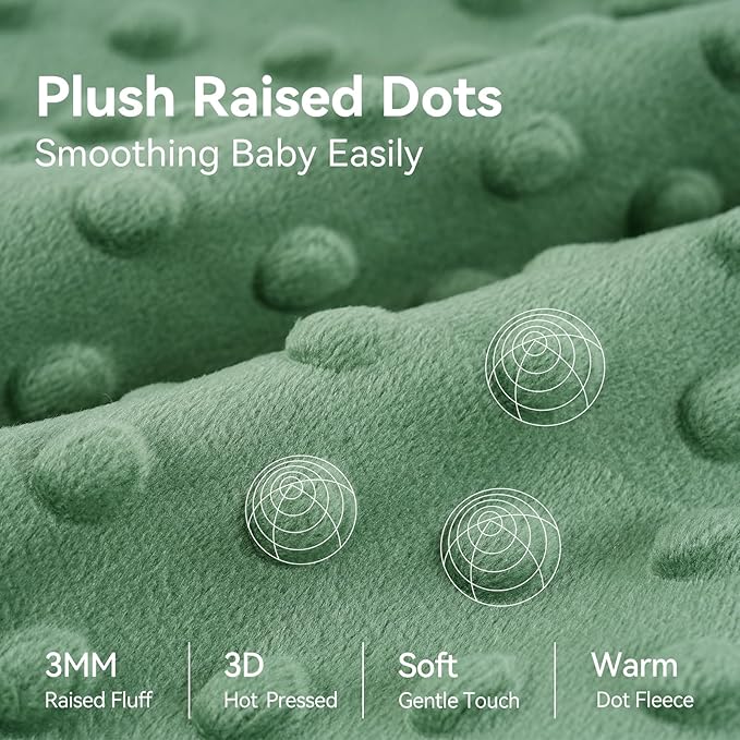 Fleece Baby Sleep Sack 0-6 Months with Plush Dots 1.5 Tog Baby Wearable Blanket with 2-Way Zipper Warm Sleeping Sack for Toddler Infant Newborn - Small, Apricot & Dark Green