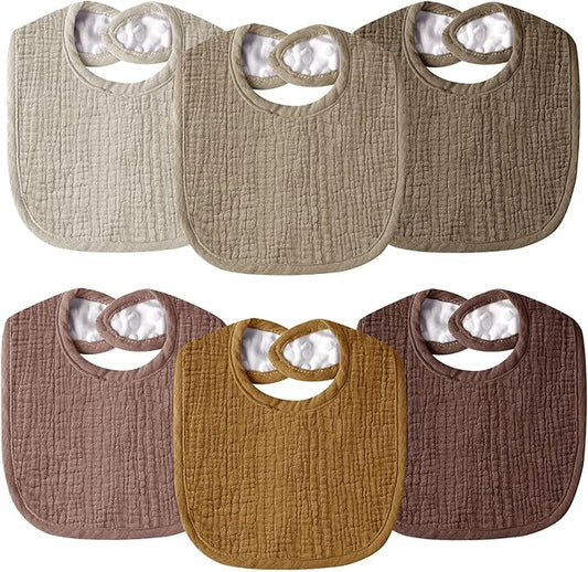 Muslin Baby Bibs for Unisex Boys Girls, Cotton Drool Bibs, Adjustable Newborn Bibs for Drooling and Teething