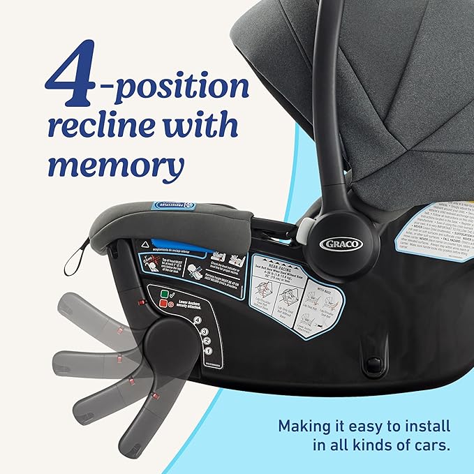 Graco Gomax Infant Car Seat, Ace, Lightweight, Reclining Rear Facing Car Seat Installs with or Without a Base