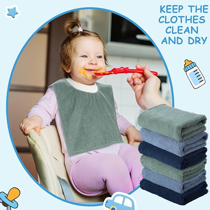 Foaincore 6 Pcs Pullover Baby Bibs Cotton Terry Toddler Absorbent Infant for Feeding and Drooling Towel Slip on Bib (Elegant Color)