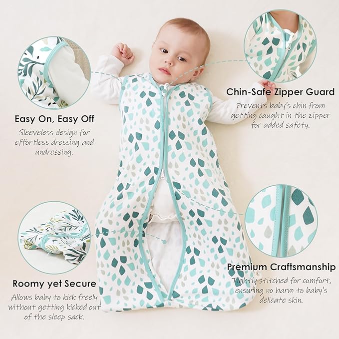Cute Castle Baby Sleep Sack 18-24 Months - Lightweight 100% Cotton 2-Way Zipper TOG 0.5 Infant Wearable Blanket, Newborn Essentials Toddler Sleep Clothes (3 Pack Green)