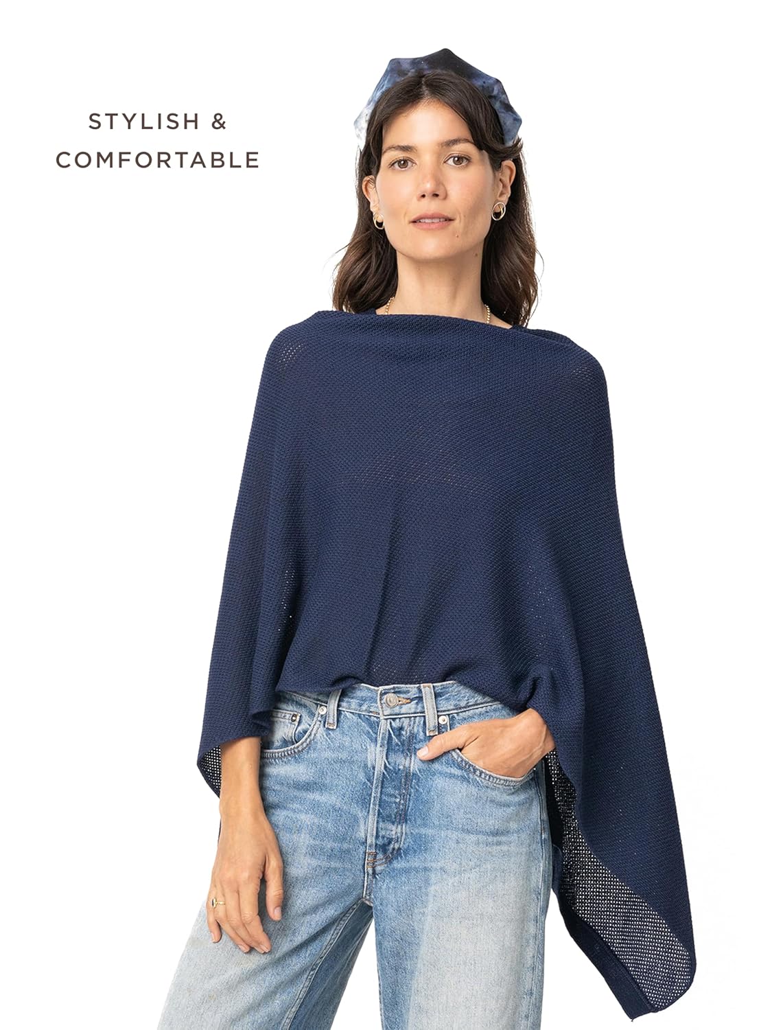 We are Amma | The Cocoon™ - Newborn Essentials Must Haves: Nursing Cover for Breast Feeding Essentials | Nursing Sweater Used as Breastfeeding Cover (Navy, One Size)