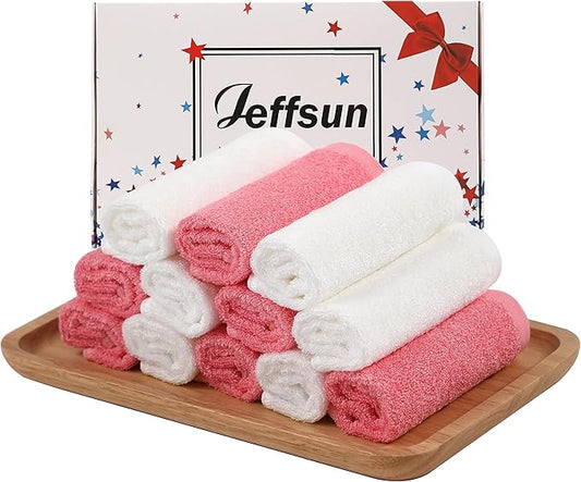 Baby Washcloths 12 Pack, 10x10 inch Heavenly Soft Wash Cloth for Face and Body, Gentle & Safe Pink Face Towel on Sensitive Skin, Baby Essentials Bath Shower Gifts for Girl Infant Kid Toddler Children