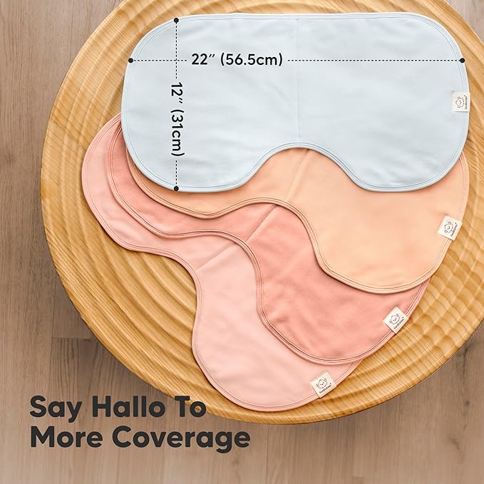 KeaBabies 4-Pack Baby Burp Cloths Baby Girl, Boy - Organic Cotton Burp Cloth, Extra Large, Absorbent, Soft Burping Cloths & Bibs Set for Babies, Newborn Burp Clothes, Thick Burp Rags (Flora Dew)