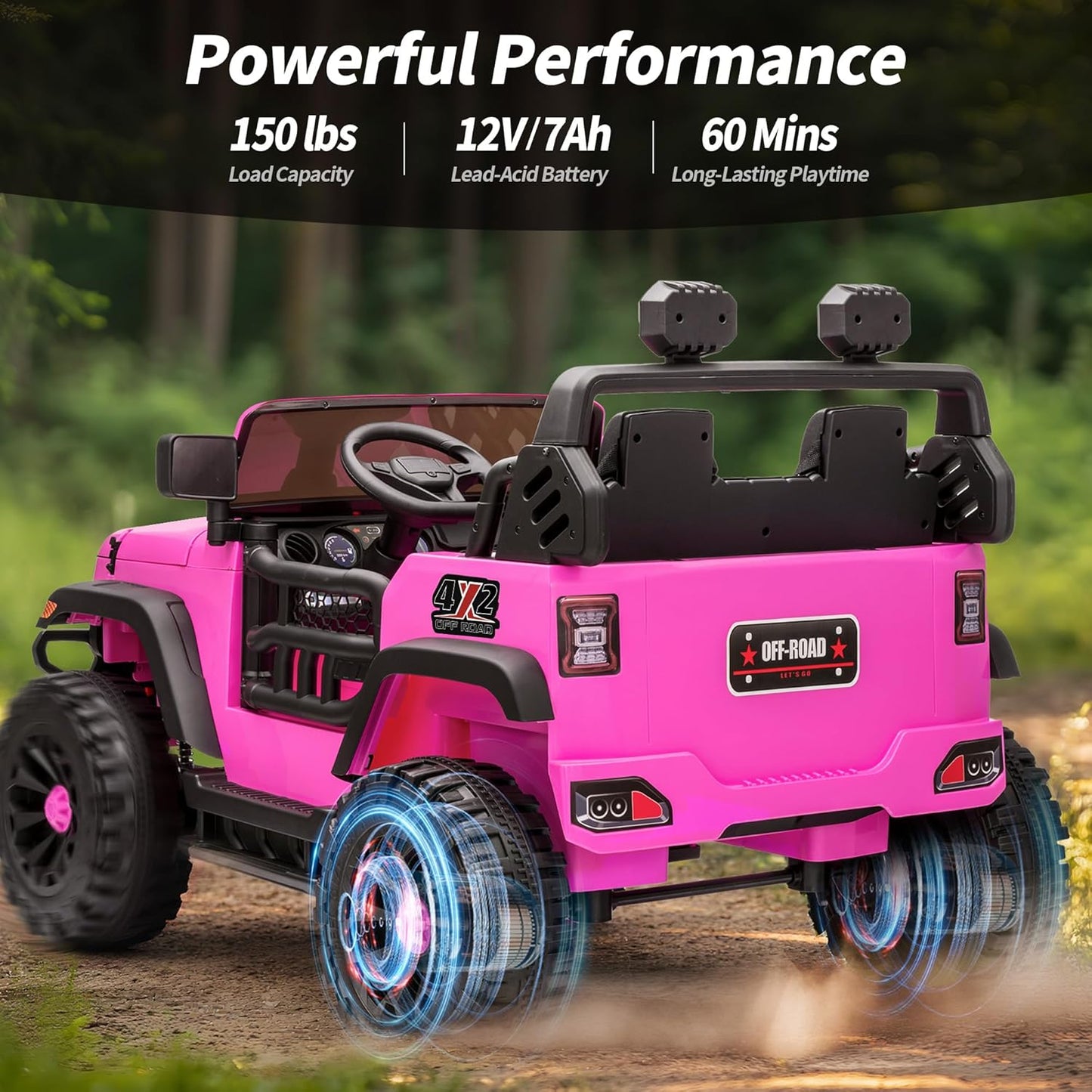 2 Seater Ride on Car Truck, 12V Kids Electric Ride on Toy for Big Kids Age 3-8 w/Remote Control- Hot Pink