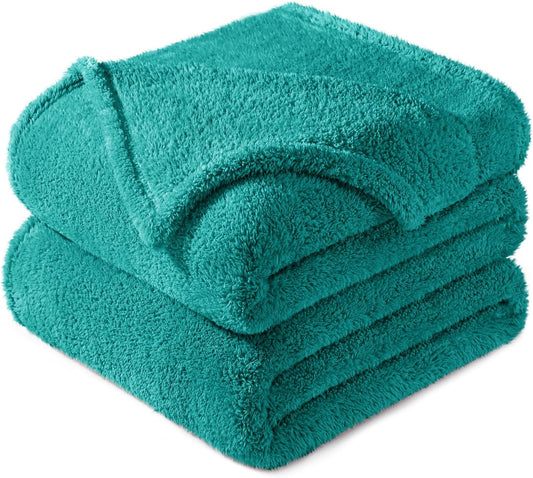Exclusivo Mezcla Twin Size Flannel Fleece Blanket, Super Soft Velvet Plush Bed Blanket, Fuzzy Cozy and Warm for All Seasons, 60x80 Inches, Teal