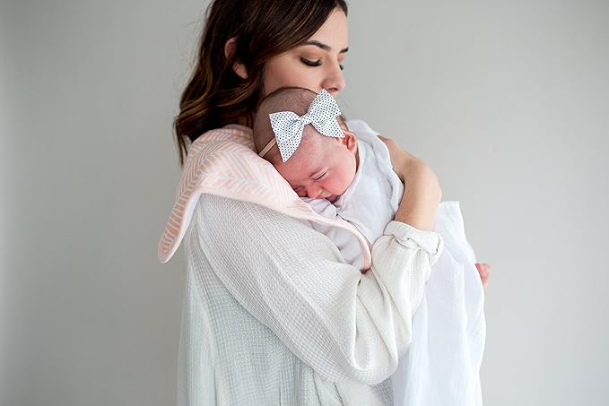 Copper Pearl Premium Baby Burp Cloths - 3-Pack Large Cotton Burp Cloths, Extra Soft Spit Up Rags with 3 Absorbent Layers, Perfect for Baby Girl Gifts (21" x 10" Size, Blush Set)