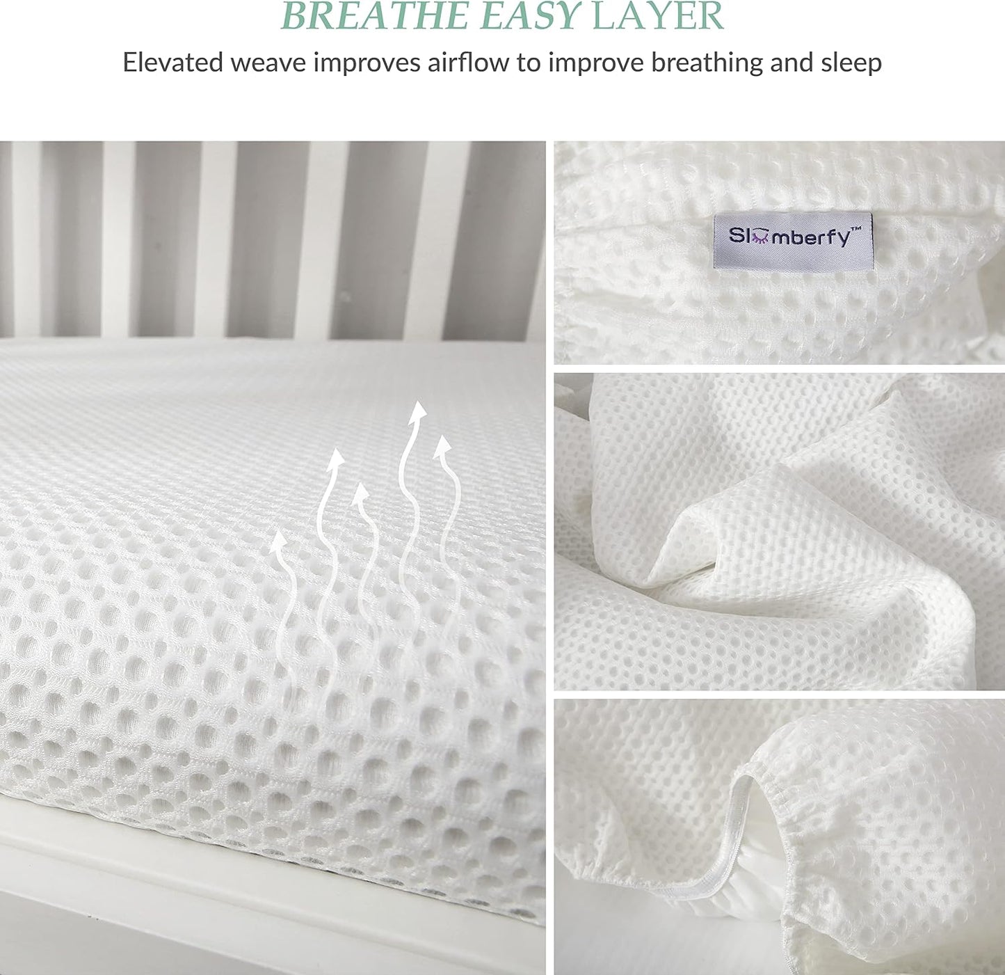 Breathable Crib Waterproof Mattress Protector Pad- Hypoallergenic - Noiseless - Washable- Breath Easy, Babies and Toddlers, Lab Tested - Crib Size 28"X52" by Slumberfy