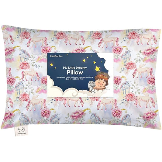 Toddler Pillow with Pillowcase - 13x18 My Little Dreamy Kids Travel Bed Pillows for Sleeping, Organic Cotton Small Pillowcase, Soft & Breathable, Machine Washable, Toddlers 2-5 Years Old (Fantasy)