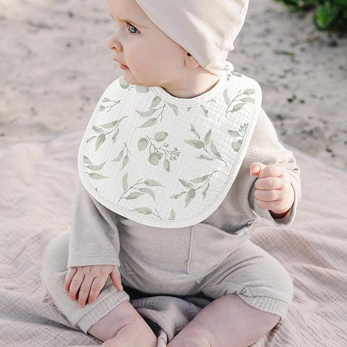 Konssy 10-Pack Muslin Baby Bibs, Soft Cotton Bandana Bibs for Drooling & Teething, Unisex Solid Colors for Boys & Girls, Newborn & Infant