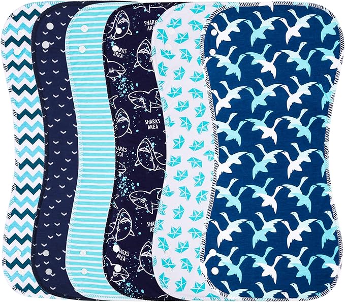 2-in-1 Burp Cloths and Baby Bibs - 6 Pack Large Super Absorbent Soft Cotton Burping Cloths for Spit Up, 3 Layers Thick Baby Burp Rags for Girls & Boys