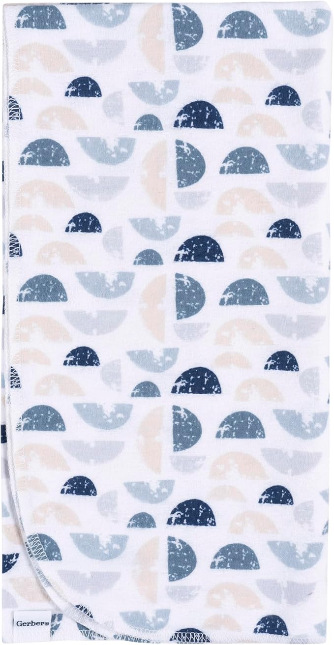 Gerber Unisex Baby 100% Cotton Flannel Receiving Blankets 30x30 Inches (Pack of 4), Coastal Calm, One Size