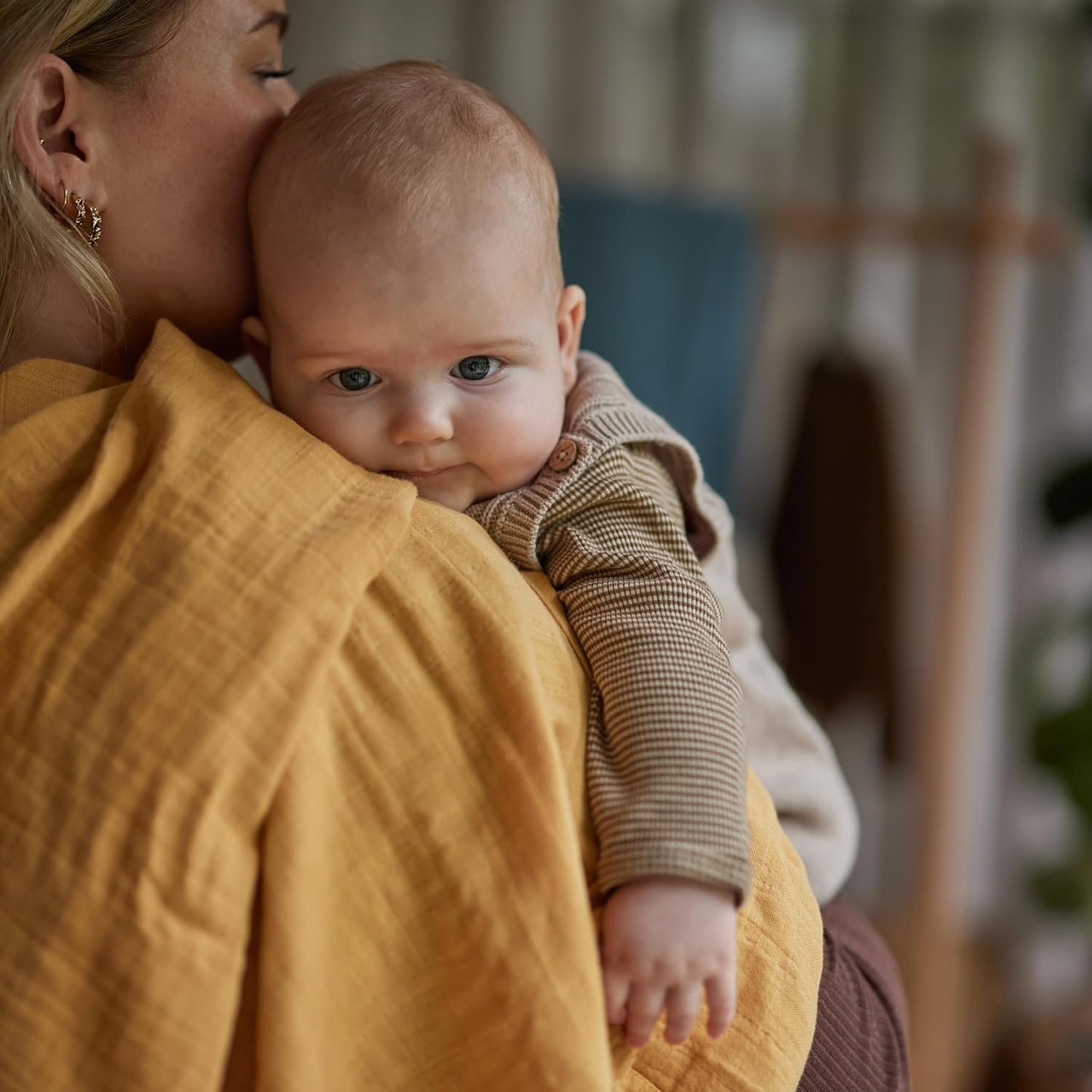 Swaddle - 100% Organic Cotton - Muslin Swaddle Blankets for Newborn, 47" x 47" 2-Pack (Autumn Yellow/Natural)