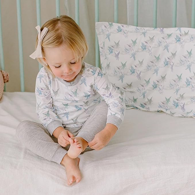 Nest Designs Toddler Pillow with Bamboo Viscose Pillowcase - Cloud Ponies, Small