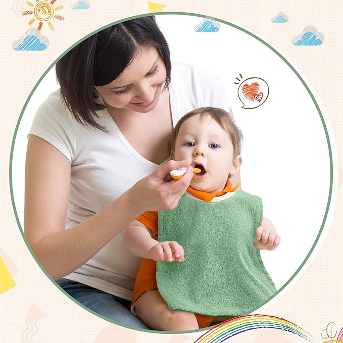 Foaincore 6 Pcs Pullover Baby Bibs Cotton Terry Toddler Absorbent Infant for Feeding and Drooling Towel Slip on Bib(Fresh Color)