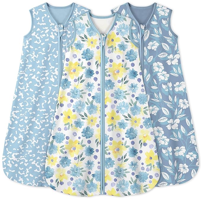 Yoofoss Baby Sleep Sack 0-6 Months 0.5 Tog Wearable Blanket for Baby, 3 Pack 100% Organic Cotton Infant Toddler Sleeping Sack 2-Way Zipper Lightweight Sleep Sack