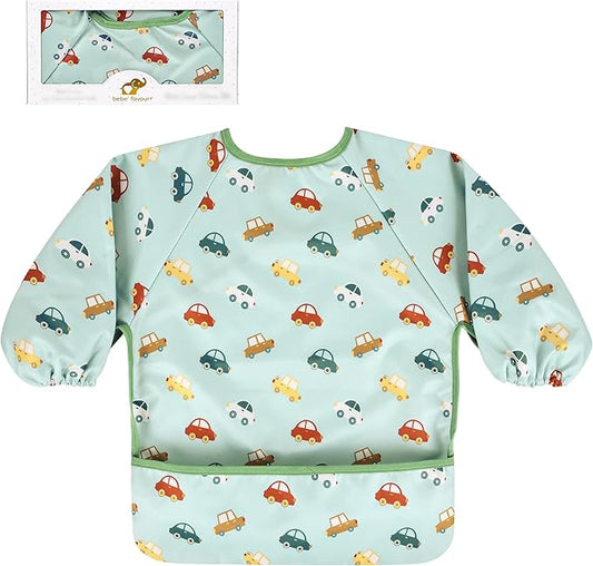 Long Sleeve Baby Bib For Eating Feeding Mess Proof Waterproof Food Smock Bibs With Pocket For Newborn Boy Girl