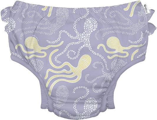 green sprouts Baby Toddler Eco Ruffle Snap Swim Diaper - Lavender Octopus - 4T