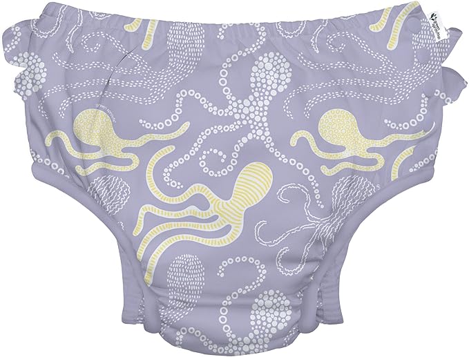 green sprouts Baby Toddler Eco Ruffle Snap Swim Diaper - Lavender Octopus - 6mo