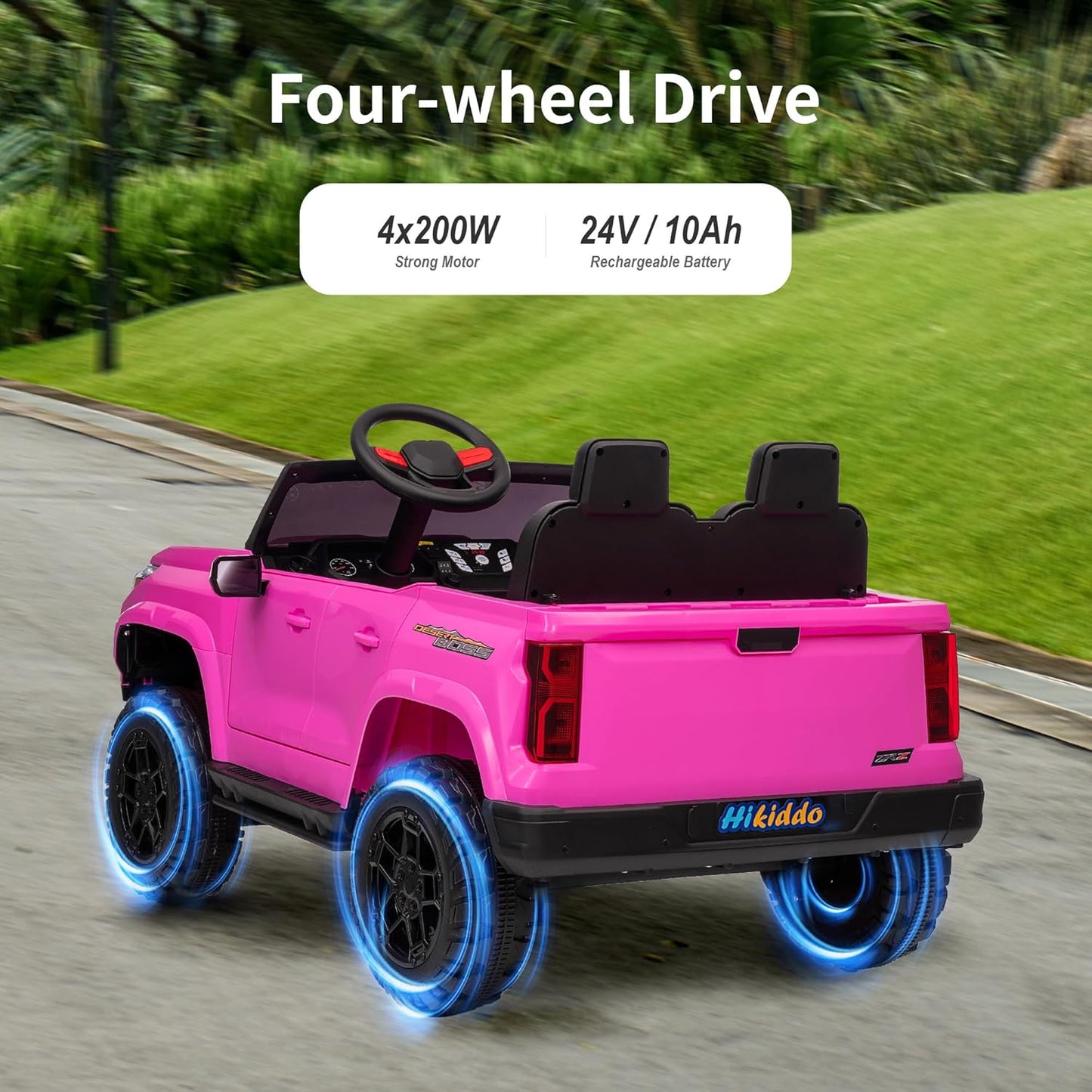 24V 2 Seater Ride on Toy for Big Kids, Electric SUV Kids Car to Drive w/Parent Remote, 2WD/4WD Switchable - Pink