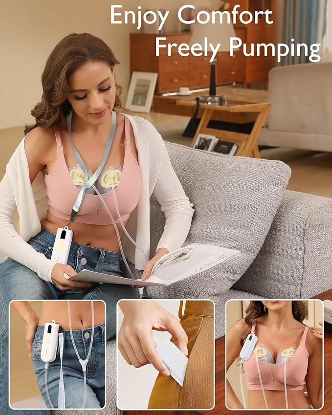 Breast Pump Hands Free K3 Updated, Wearable Breastfeeding Pump with Soft Double-Seal Flange, 1800mAh Long Battery Life & LED Display, 3 Modes & 9 Levels Electric Breast Pumps Portable,15-24mm
